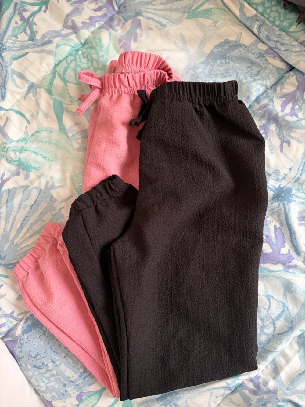 SHEIN Pink & Black Elastic Waist Jogger Pants for Kids